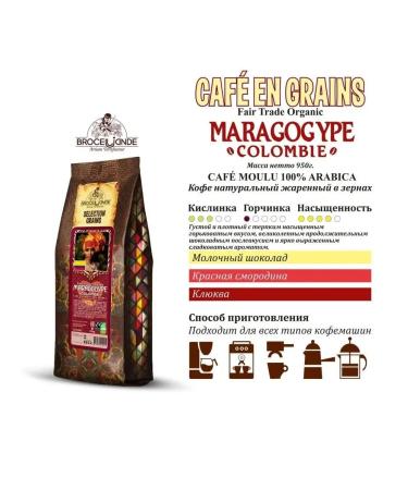 Brocelliande Coffee in the grains of Broseliad Maragogype Colombie 950 gr - Buy Online on GoSupps.com