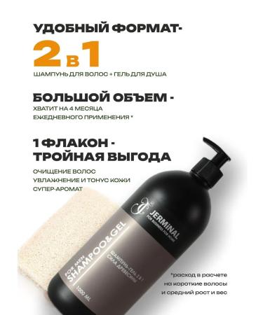 JERMiNAL -COSMETICS- Men's Perfumed Sulfate-Free Shampoo 1000 ml - Buy Online on GoSupps.com