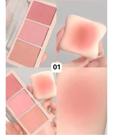 LUCKYBOOM Palette blush for face mature dry compact blush 3 in 1