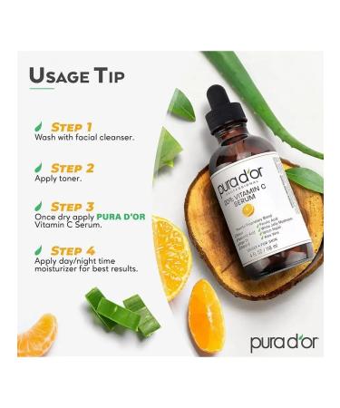 PURA D'OR Professional serum with vitamin C 20% 118 ml - Buy Online on GoSupps.com