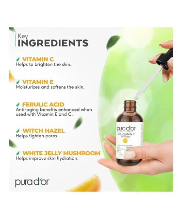 PURA D'OR Professional serum with vitamin C 20% 118 ml - Buy Online on GoSupps.com