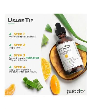 PURA D'OR Professional serum with vitamin C 20% 118 ml - Buy Online on GoSupps.com