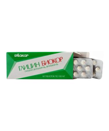 Glycine "Biocor" with vitamins B1 and B6 60 tablets of 180 mg - Buy Online on GoSupps.com