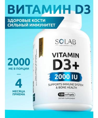 SOLAB Vitamin D3 2000 Me 120 Capsules D3 D D 3