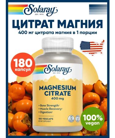 Solaray Magnesium citrate 400 mg for the heart and muscles 180 kapsul