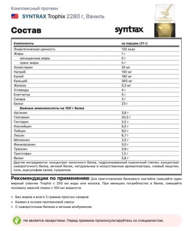 SYNTRAX Multicomponent protein Trophix 2280 g vanilla - Buy Online on GoSupps.com