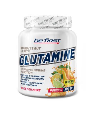 Be First Glutamine 300 grams powder glutamine citrus - Buy Online on GoSupps.com