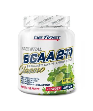 Be First Amino acids BCAA 2-1-1 powder 200 grams of mint-lam - Buy Online on GoSupps.com