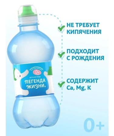 Legend of Life Children's drinking water with a lid-nonsense 0.33l.-12pcs - Buy Online on GoSupps.com