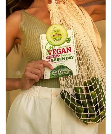 7DAYS/Face Masks/Organic Cosmetics/Fabric Face Mask/GO VEGAN Wednesday Green Day 3 pcs - Buy Online on GoSupps.com