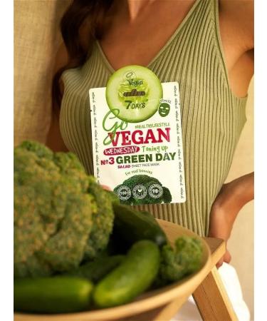 7DAYS/Face Masks/Organic Cosmetics/Fabric Face Mask/GO VEGAN Wednesday Green Day 3 pcs - Buy Online on GoSupps.com