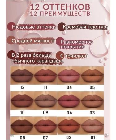 CosmeticsMaster Lip pencil 12 pcs - Buy Online on GoSupps.com