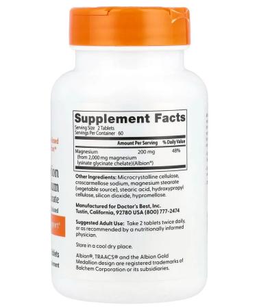Doctor's Best Magnesium in chelat form 120 tablets - Buy Online on GoSupps.com