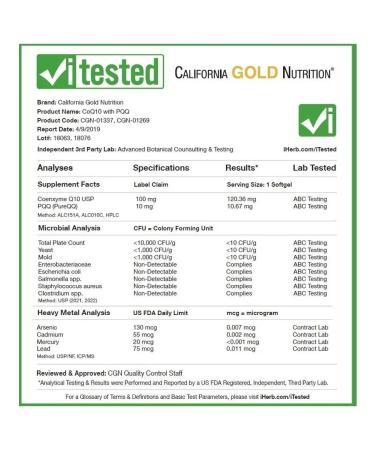 California Gold Nutrition CGN CENZIM Q10 with PQq 100 mg 60 capsules - Buy Online on GoSupps.com