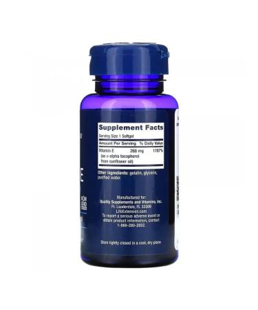 Life extension Vitamin E 268mg 90 gel capsules - Buy Online on GoSupps.com