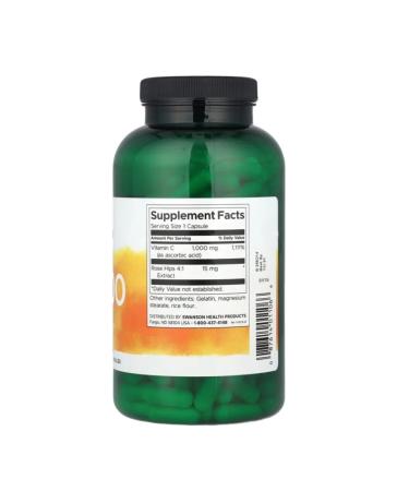Swanson Vitamin C W Rose Hips 1000 Mg 250 caps - Buy Online on GoSupps.com