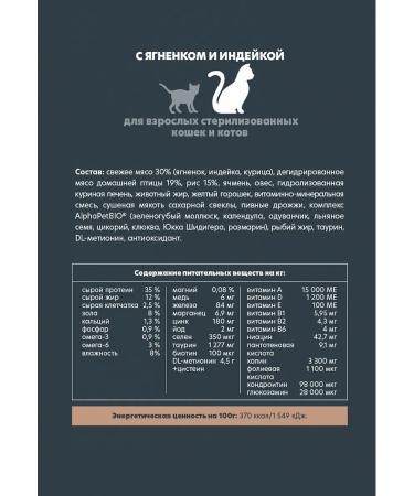 AlphaPet Dry food for sterilized cats of lamb turkey 1.5 kg - Buy Online on GoSupps.com