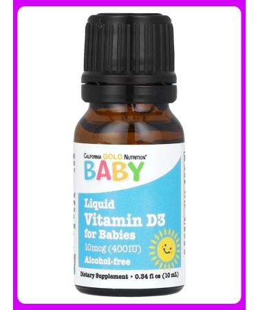 California Gold Nutrition Liquid vitamin D3 for children 10 mcg (400 IU) 10 ml
