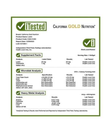 California Gold Nutrition Luthein with Zeaksantin 20 mg 120 tablets - Buy Online on GoSupps.com