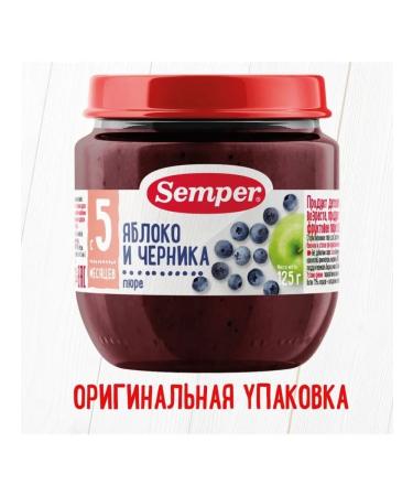 Semper puree fruit children's apple and blueberries 6 pcs - Buy Online on GoSupps.com