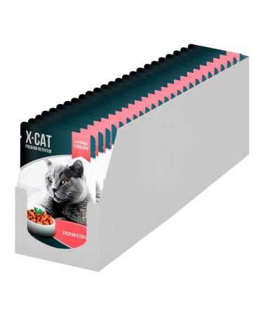 X-CAT Wet feed for cats chicken turkey in sauce 85 g 24 pcs - Buy Online on GoSupps.com