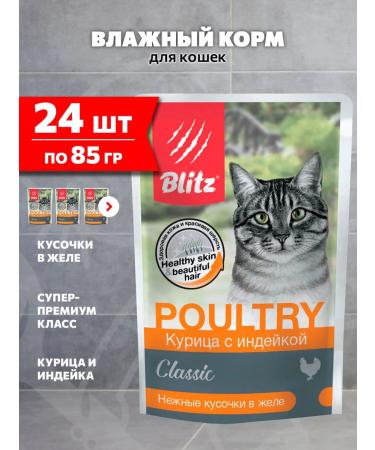 BLITZ Wet feed Classic for cats chicken turkey 85 g 24 pcs
