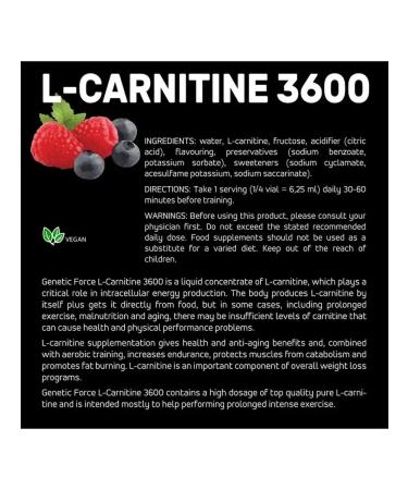GENETIC FORCE L carnitine 3600 for weight loss fat burner 30 per 25 ml - Buy Online on GoSupps.com