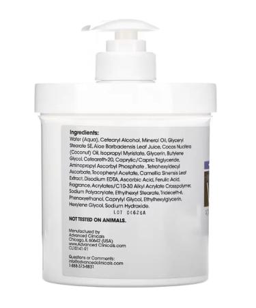 Advanced Clinicals clarifying cream with vitamin C improved formula 454 g - Buy Online on GoSupps.com