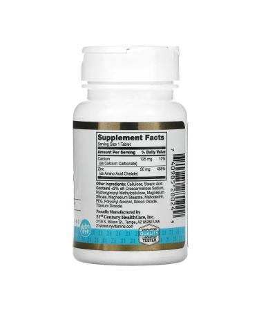 21st Century Zinc Helat and Calcium for Health 60 Tab - Buy Online on GoSupps.com