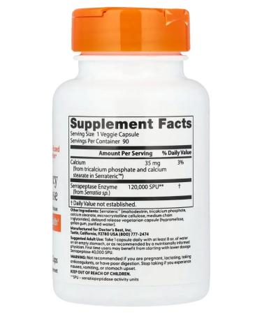 Doctor's Best Serrapeptase 120 000 SPU 90 capsules - Buy Online on GoSupps.com