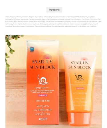 Jigott Sunal Uv Sun Block Snail Cream with Mucin - Buy Online on GoSupps.com