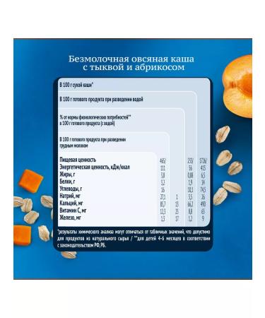 Gerber Porridge Silent oatmeal pumpkin-apricot 180g 1 pc - Buy Online on GoSupps.com