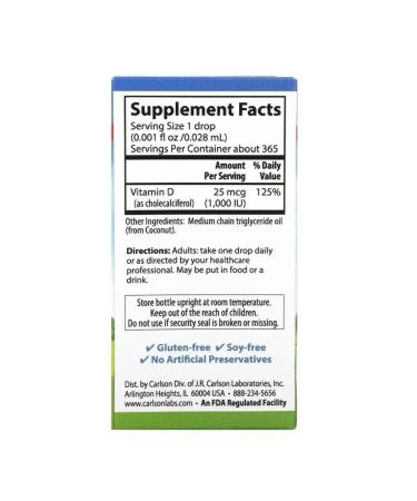 Carlson Super Daily D3 1000 IU 10.3 ml - Buy Online on GoSupps.com
