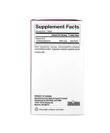 Natural Factors Vitamin B12 methylcobalamin 60 chewing tablets - Buy Online on GoSupps.com