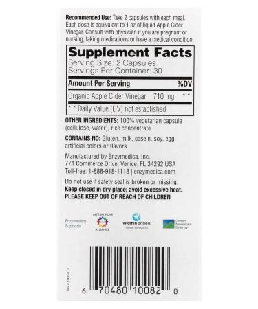 enzymedica Apple cider vinegar 60 capsules - Buy Online on GoSupps.com
