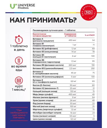 Universe Pharma Central Multivitamins Full Complex 30 tablet dietary supplement - Buy Online on GoSupps.com