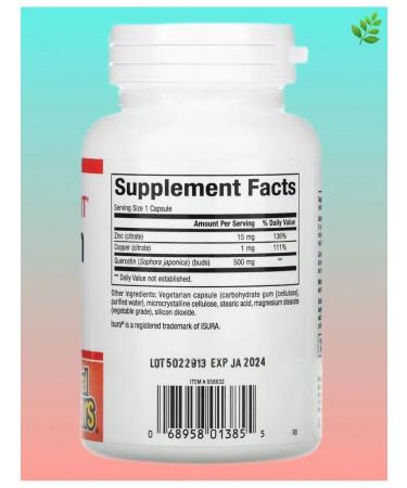 Natural Factors Kvercetin 500 mg with zinc and copper 60 capsules - Buy Online on GoSupps.com