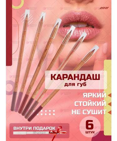 Cosmetics Beauty Lip pencil nude stable 6 pieces