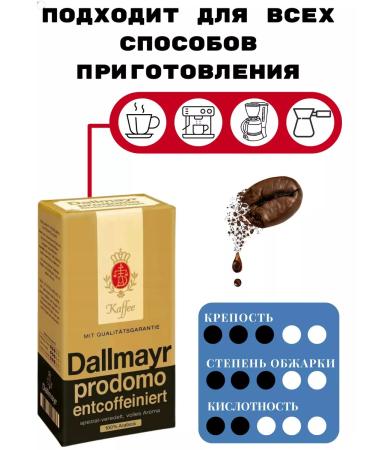 dallmayr Ground coffee arabica without caffeine PRODOMO 500 g - Buy Online on GoSupps.com