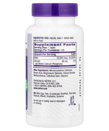 Natrol BIOTIN 10 000 mcg 100 tablets - Buy Online on GoSupps.com