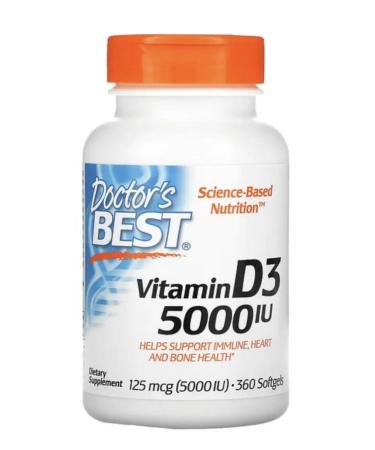 Doctor's Best Vitamin D3 Vitamin D3 5000 IU 360 Capsules