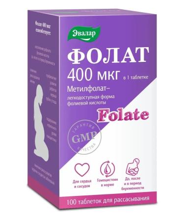 Evalar Folat 400 g 100 tablets for pregnant women - Buy Online on GoSupps.com