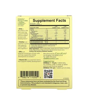 ChildLife Omega-3 dgk with Softmels holin 27 tablets - Buy Online on GoSupps.com