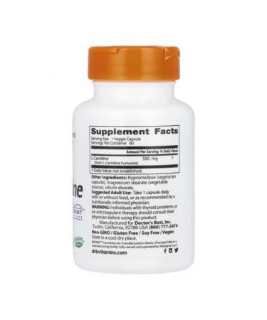 Doctor's Best L-carnitine fumarat with biosint cornets 60 capsules - Buy Online on GoSupps.com