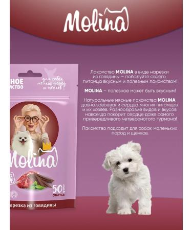 Molina A treat cut for small dogs and puppies beef 50 g - Buy Online on GoSupps.com