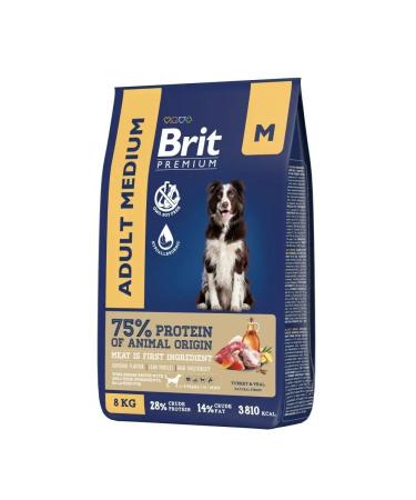 BRIT PREMIUM Adult dog food with turkey and veal - 8kg - Buy Online on GoSupps.com