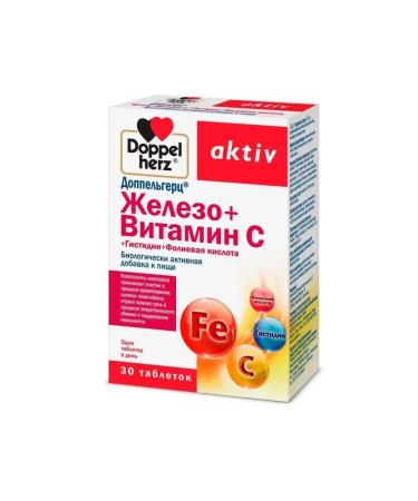 Doppelherz Iron + vitamin C + histidine + folic acid 30 pcs - Buy Online on GoSupps.com