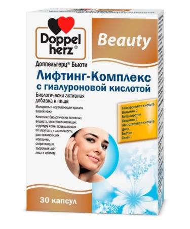 Doppelherz Beauty lifting complex with hyaluronic acid 30 capsules - Buy Online on GoSupps.com