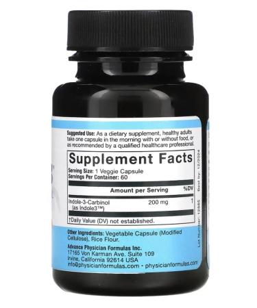 Advance Physician Formulas Indol-3-carbinol 200 mg 60 capsules - Buy Online on GoSupps.com