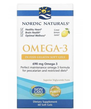 Nordic Naturals Omega-3 with lemon taste 345 mg 60 capsules